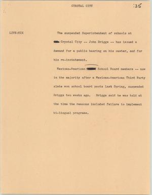 Primary view of object titled '[News Script: Crystal City]'.