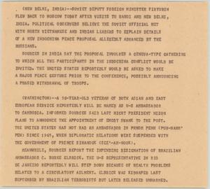 Primary view of object titled '[News Script: Peace proposal]'.