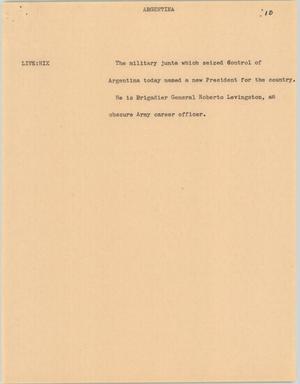 Primary view of object titled '[News Script: Argentina]'.