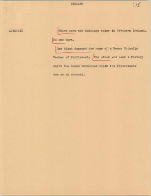 Primary view of object titled '[News Script: Ireland]'.