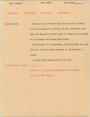 Primary view of object titled '[News Script: Lake Worth]'.
