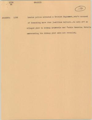Primary view of object titled '[News Script: Onassis]'.