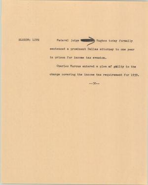 Primary view of object titled '[News Script: Attorney sentenced to prison]'.