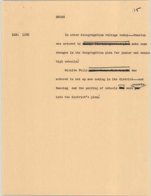 Primary view of object titled '[News Script: Desegregation]'.