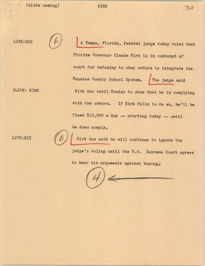 Primary view of object titled '[News Script: Kirk]'.