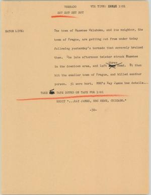 Primary view of object titled '[News Script: Shawnee Tornado]'.