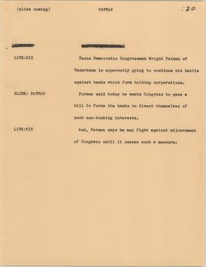 Primary view of object titled '[News Script: Patman]'.