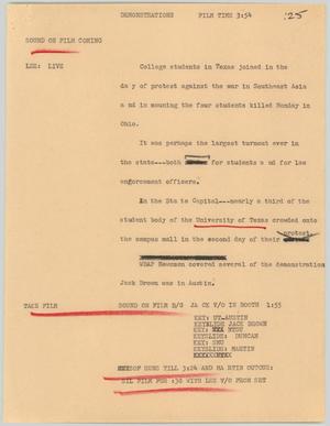 Primary view of object titled '[News Script: Demonstrations]'.