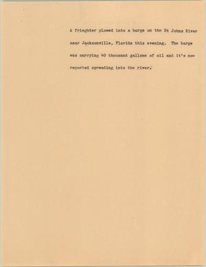 Primary view of object titled '[News Script: Freighter accident]'.