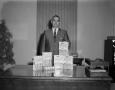 Photograph: [Man advertising General Mills Buttons and Bows]