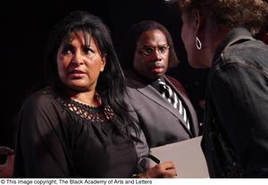 Primary view of object titled '[Pam Grier and Curtis King look to the right]'.