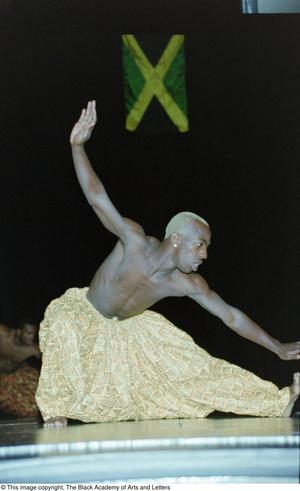 Primary view of object titled '[Male dancer in harem trouser performing at Caribbean Dance]'.