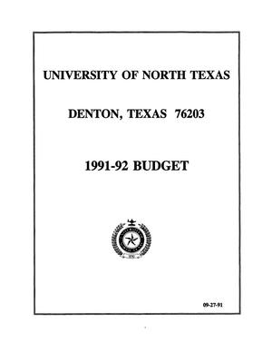 Primary view of object titled 'University of North Texas Budget: 1991-1992'.