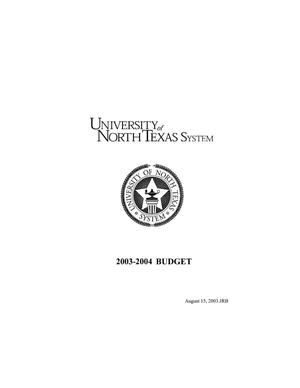 Primary view of object titled 'University of North Texas System Budget: 2003-2004'.