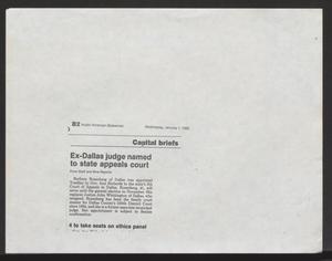Primary view of object titled '[Clipping: Ex-Dallas judge named to state appeals court]'.