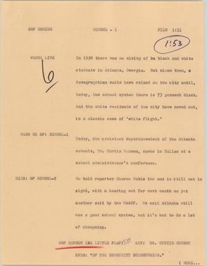 Primary view of object titled '[News Script: School]'.