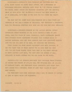 Primary view of object titled '[News Script: King Frederick/ Vietnam]'.