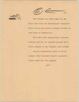 Primary view of object titled '[News Script: Longshoreman]'.