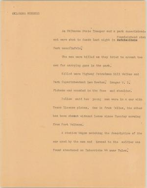 Primary view of object titled '[News Script: Oklahoma]'.