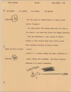 Primary view of object titled '[News Script: Island]'.