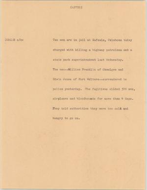 Primary view of object titled '[News Script: Capture]'.