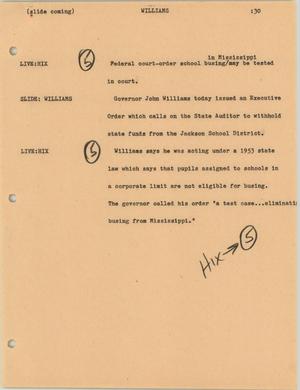 Primary view of object titled '[News Script: Williams]'.