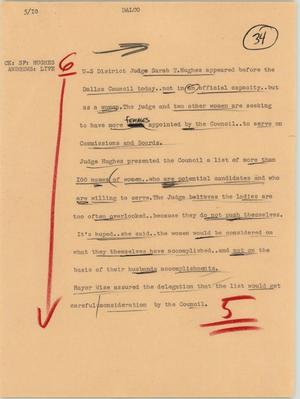 Primary view of object titled '[News Script: Dallas city council]'.