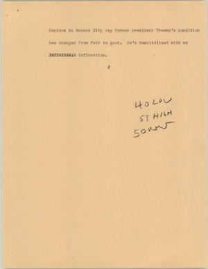 Primary view of object titled '[News Script: Truman health update]'.