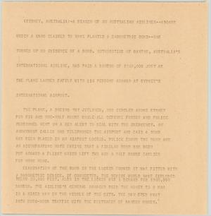 Primary view of object titled '[News Script: Bomb claim]'.