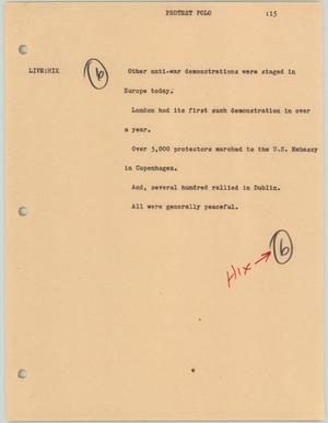 Primary view of object titled '[News Script: Protest folo]'.
