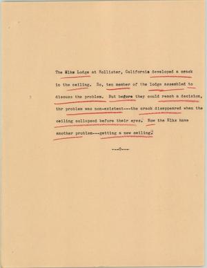 Primary view of object titled '[News Script: Elke Lodge]'.