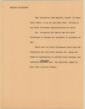 Primary view of object titled '[News Script: Houston delegation]'.