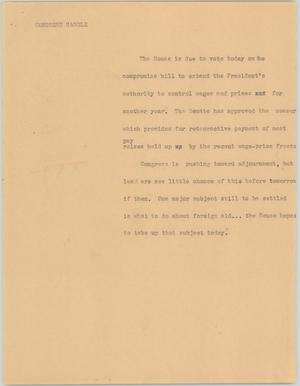 Primary view of object titled '[News Script: Congress haggle]'.