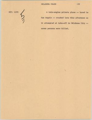 Primary view of object titled '[News Script: Oklahoma crash]'.