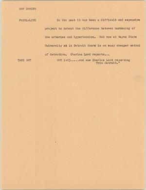 Primary view of object titled '[News Script: Wayne State study]'.