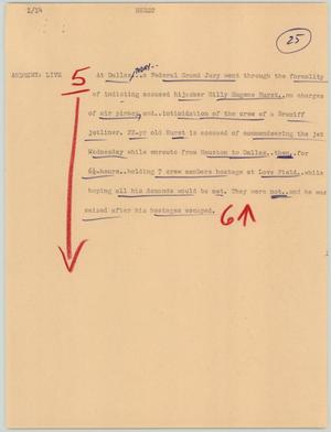 Primary view of object titled '[News Script: Hurst]'.