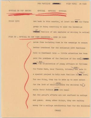 Primary view of object titled '[News Script: POW families]'.