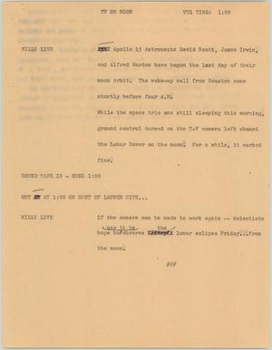 Primary view of object titled '[News Script: Tv on moon]'.