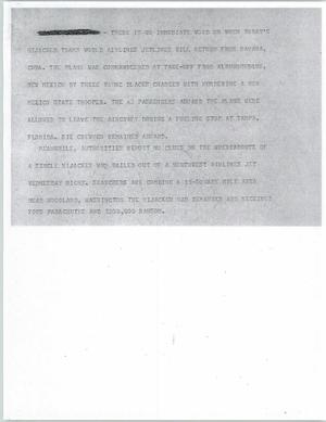 Primary view of object titled '[News Script: Plane hijacked]'.