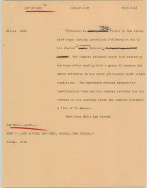 Primary view of object titled '[News Script: Prison riot]'.