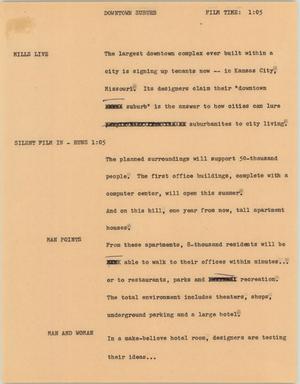 Primary view of object titled '[News Script: Downtown suburb]'.