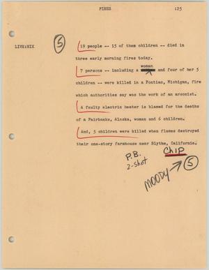 Primary view of object titled '[News Script: Fires]'.