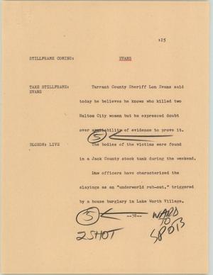 Primary view of object titled '[News Script: Evans]'.
