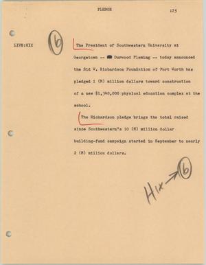 Primary view of object titled '[News Script: Pledge]'.