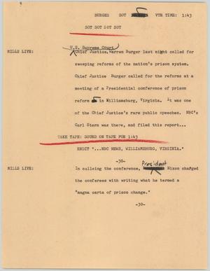 Primary view of object titled '[News Script: Burger]'.