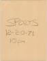 Script: [News Script: Sports segment, December 20, 1971]