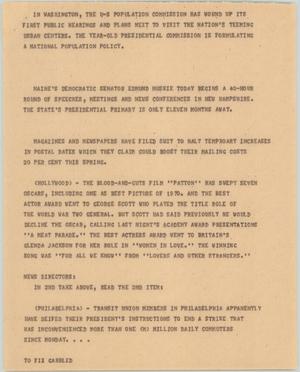 Primary view of object titled '[News Script: Population commission/ Patton]'.