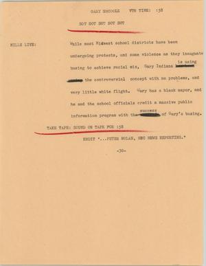 Primary view of object titled '[News Script: Gary schools]'.