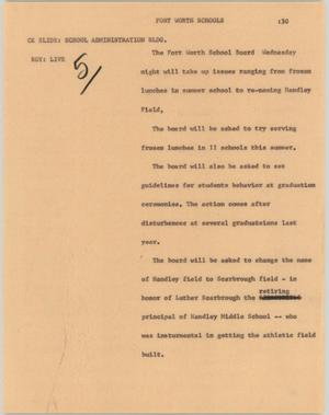 Primary view of object titled '[News Script: Fort Worth schools]'.