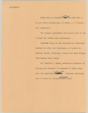 Primary view of object titled '[News Script: Lighthouse]'.